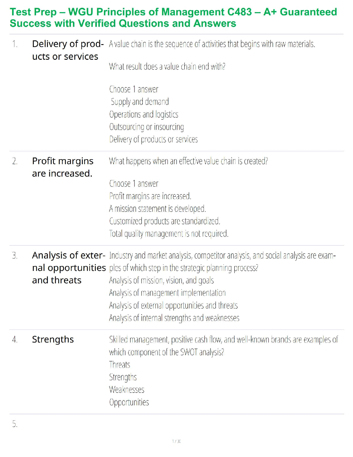 WGU C483 Principles of Management Test Bank 2025