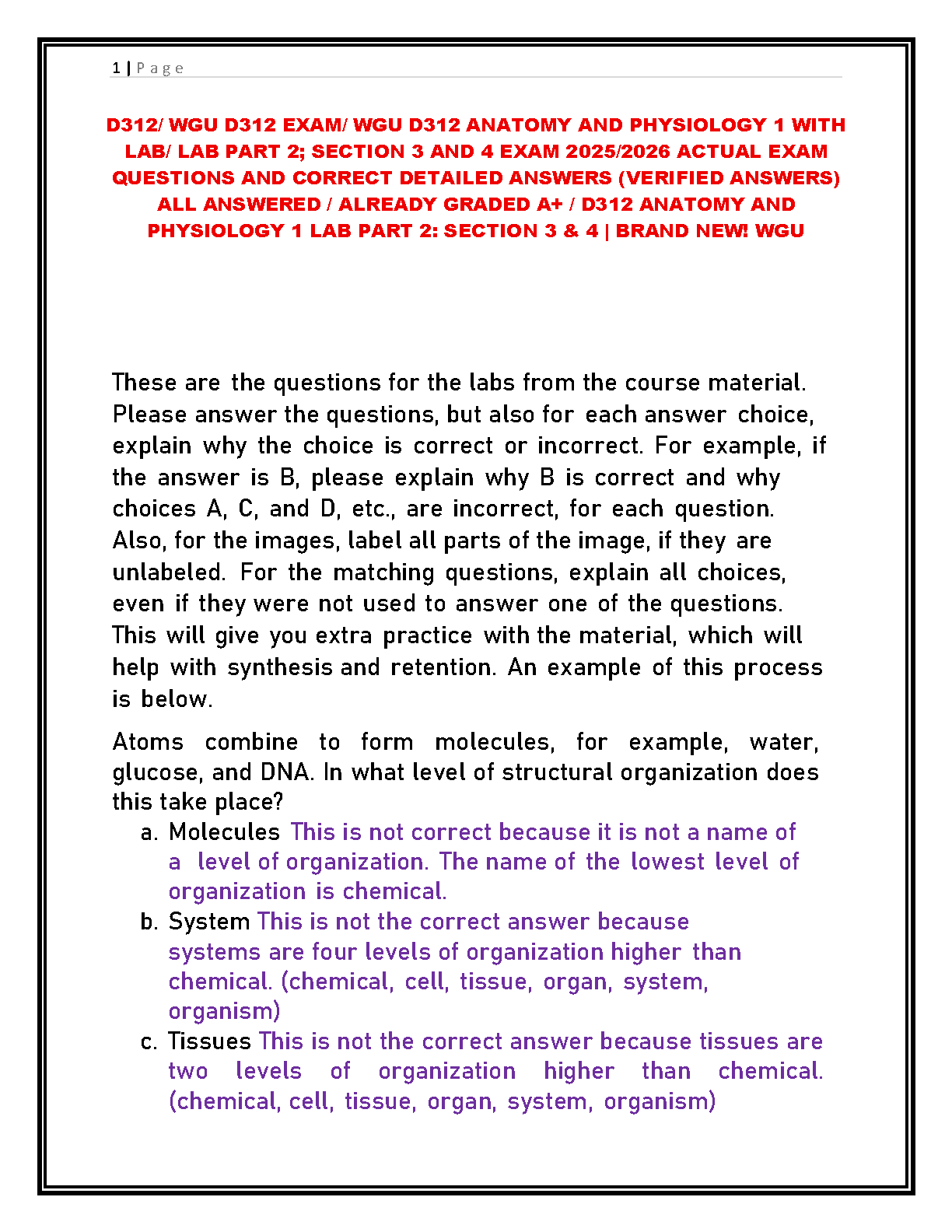 WGU D312 A&P Lab 2 Test Bank Sections 3-4 Answers
