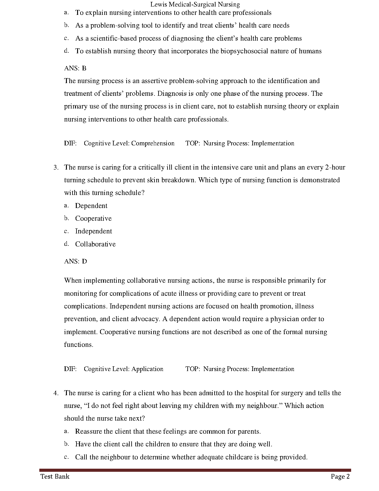 Medical-Surgical Nursing Test Bank Lewis 2026/27