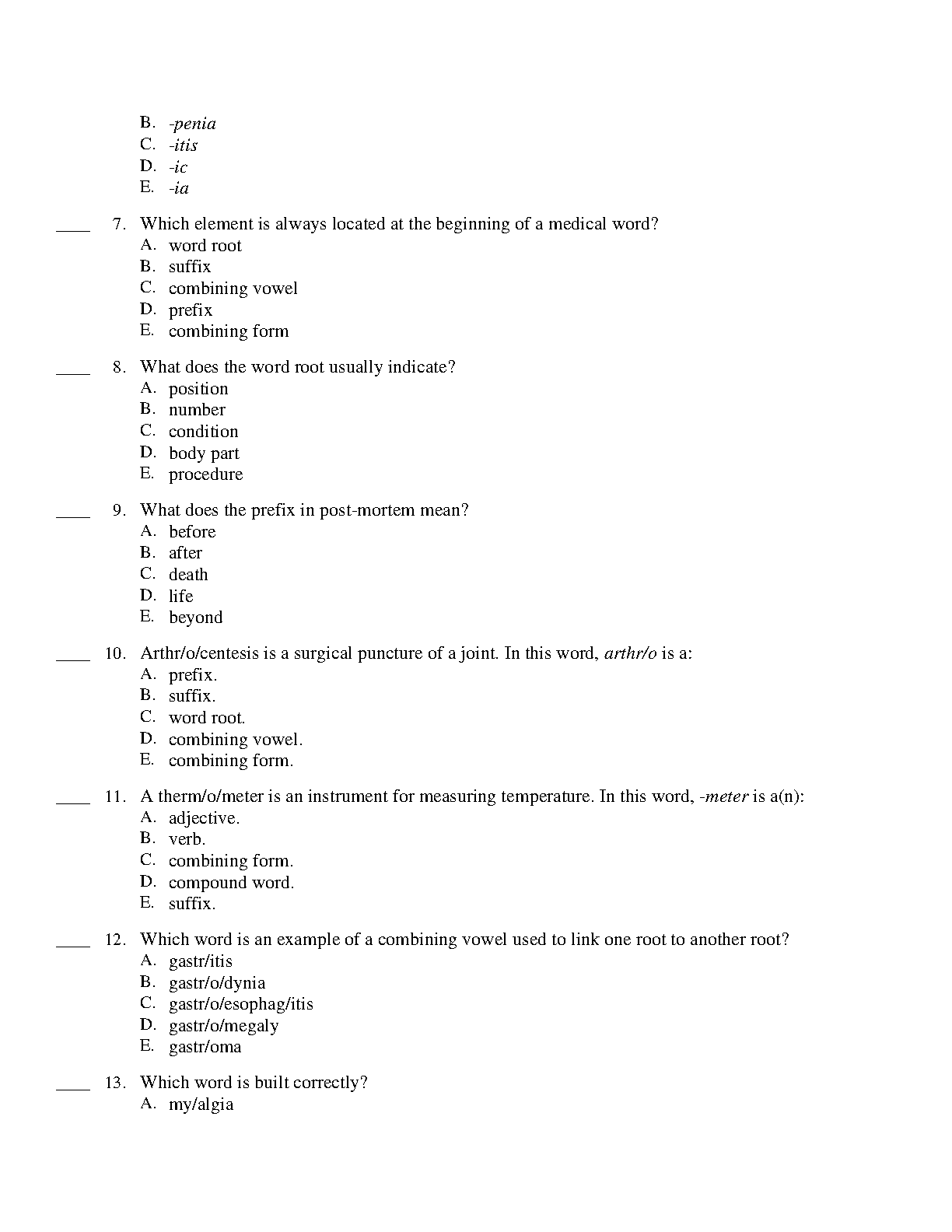 Medical Terminology Simplified Test Bank 6th Ed