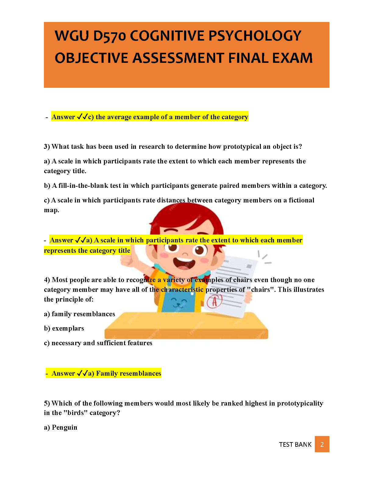 WGU D570 Cognitive Psychology Final Exam Test Bank PDF