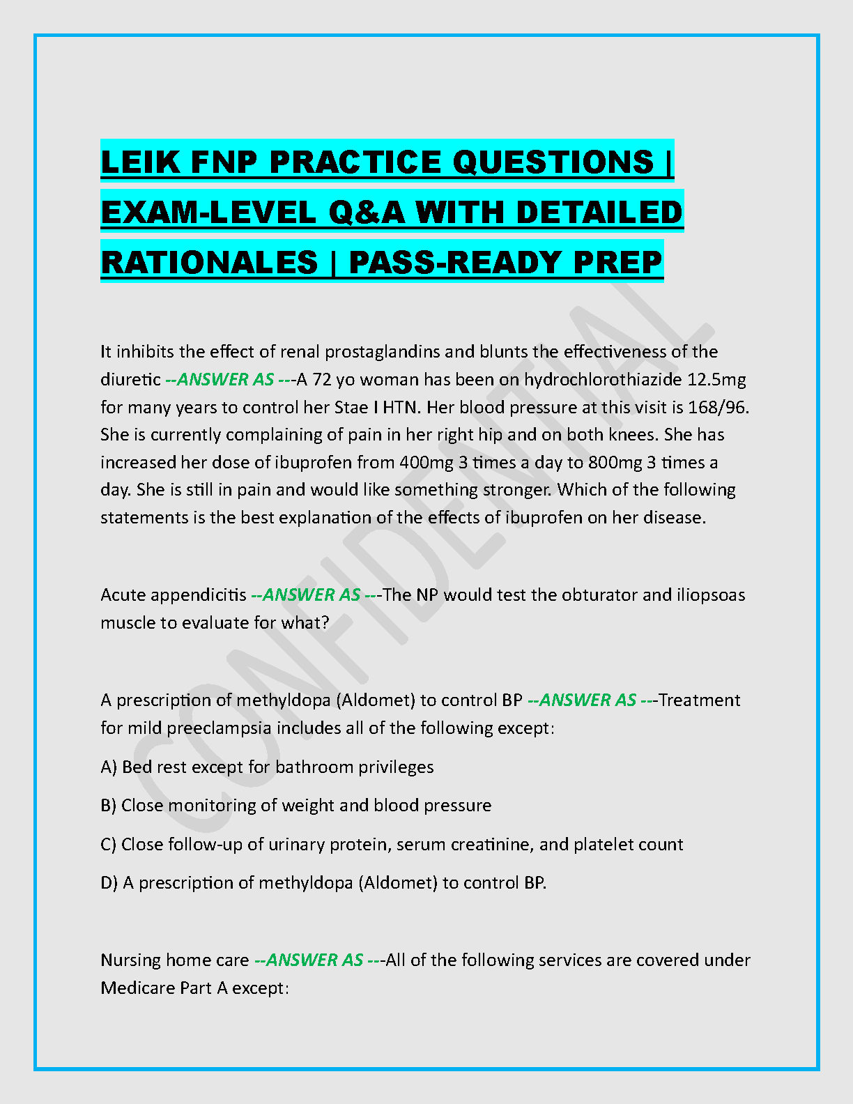FNP Cert Test Bank 2026/27 Leik 5th Ed Practice Questions