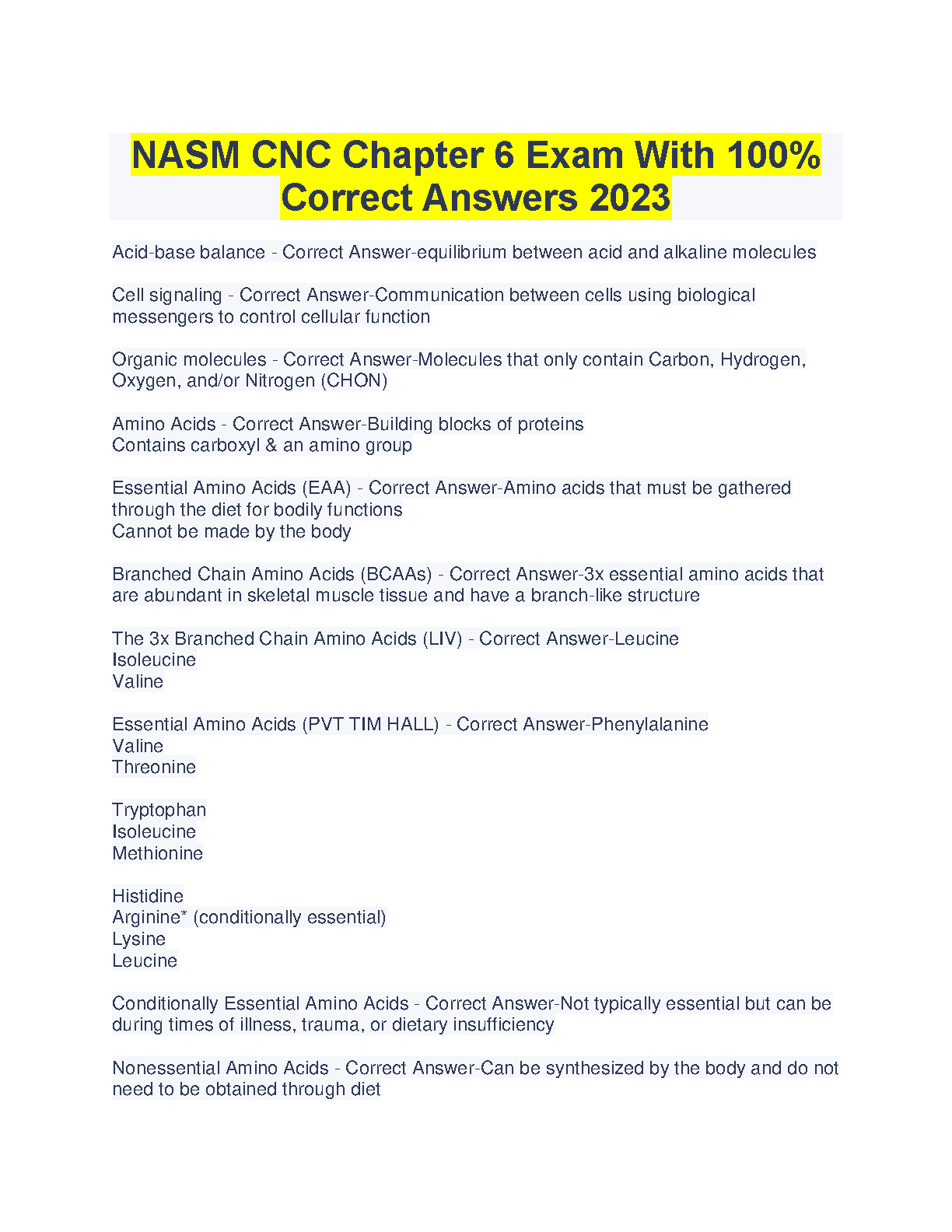 NASM CNC Ch 6 Exam Answers 2026/27 Biochem Study Guide IMG-1