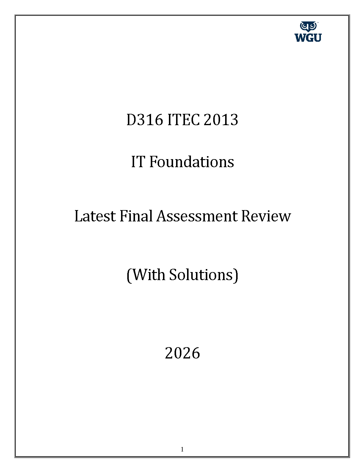 WGU D316 IT Foundations 2026 Final Exam Review Guide IMG-1