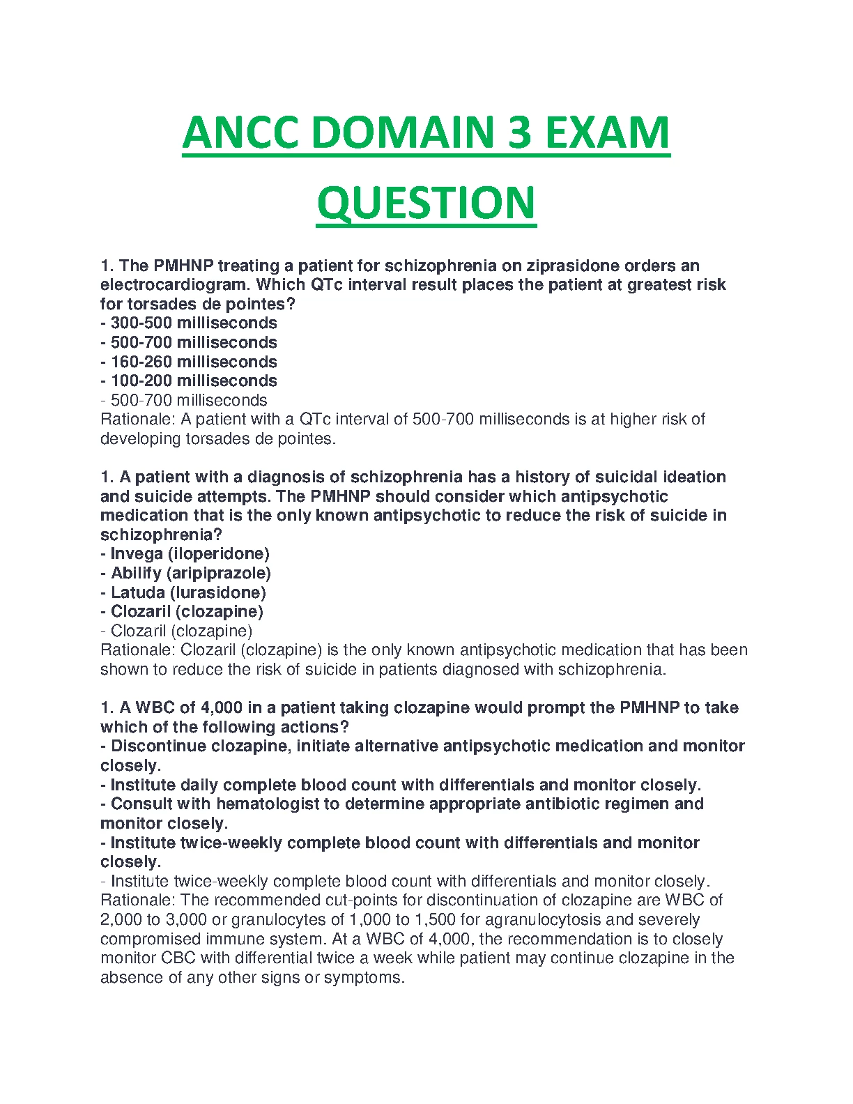 ANCC Domain 3 Practice Exams & Answers 2026/27