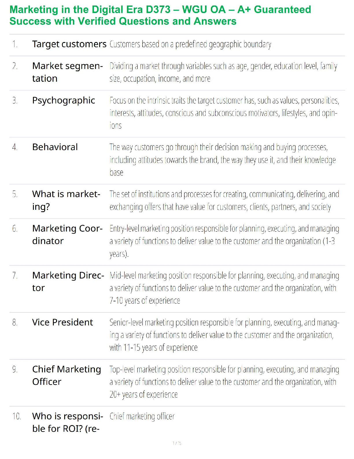 WGU D373 Marketing in the Digital Era Study Guide 2025-2026