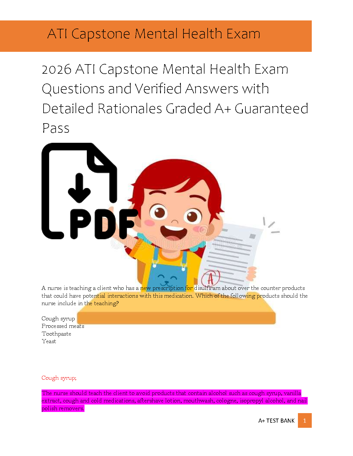 ATI Capstone Mental Health Test Bank 2026 Questions Answers IMG-1