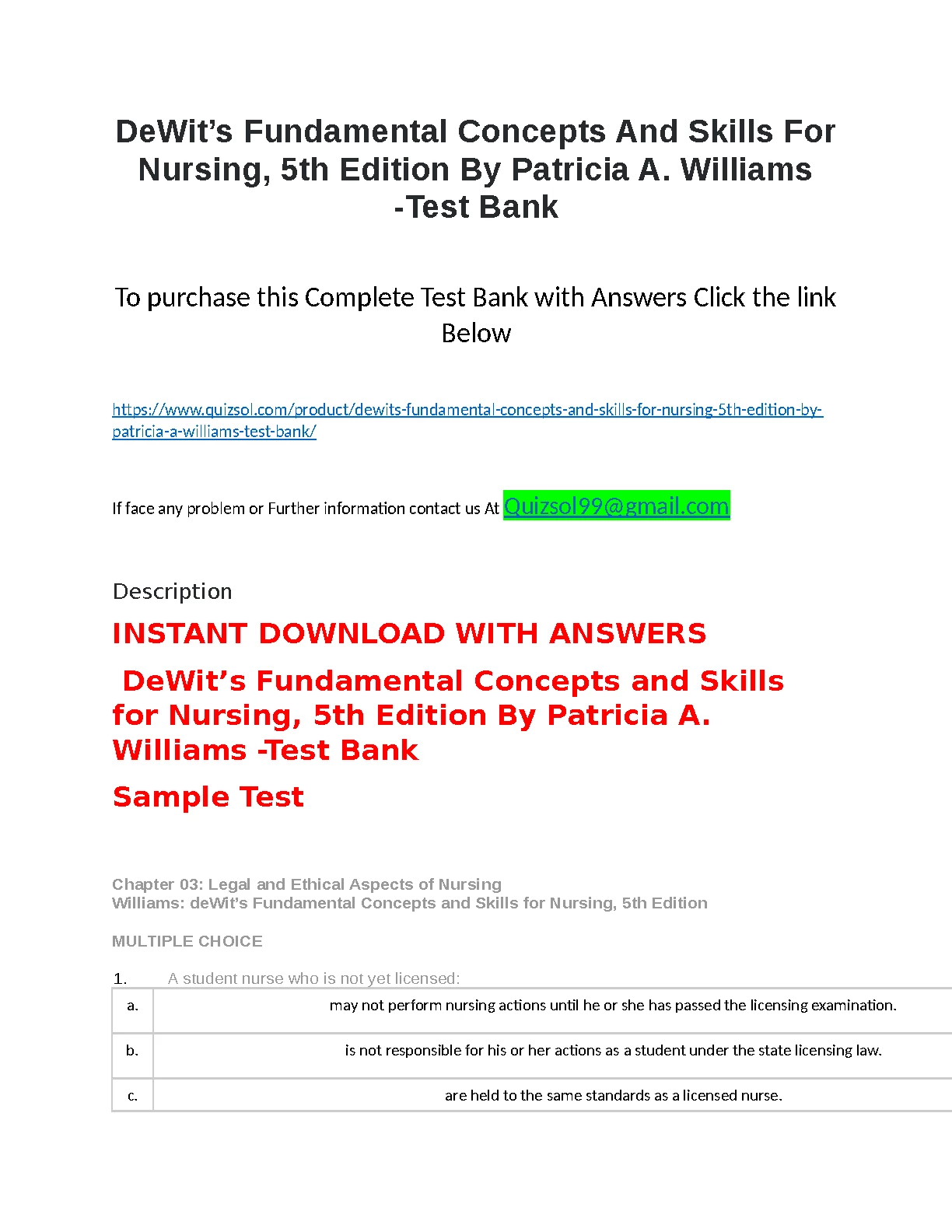 Dewit's Nursing Test Bank 5e | NCLEX Prep & Fundamentals