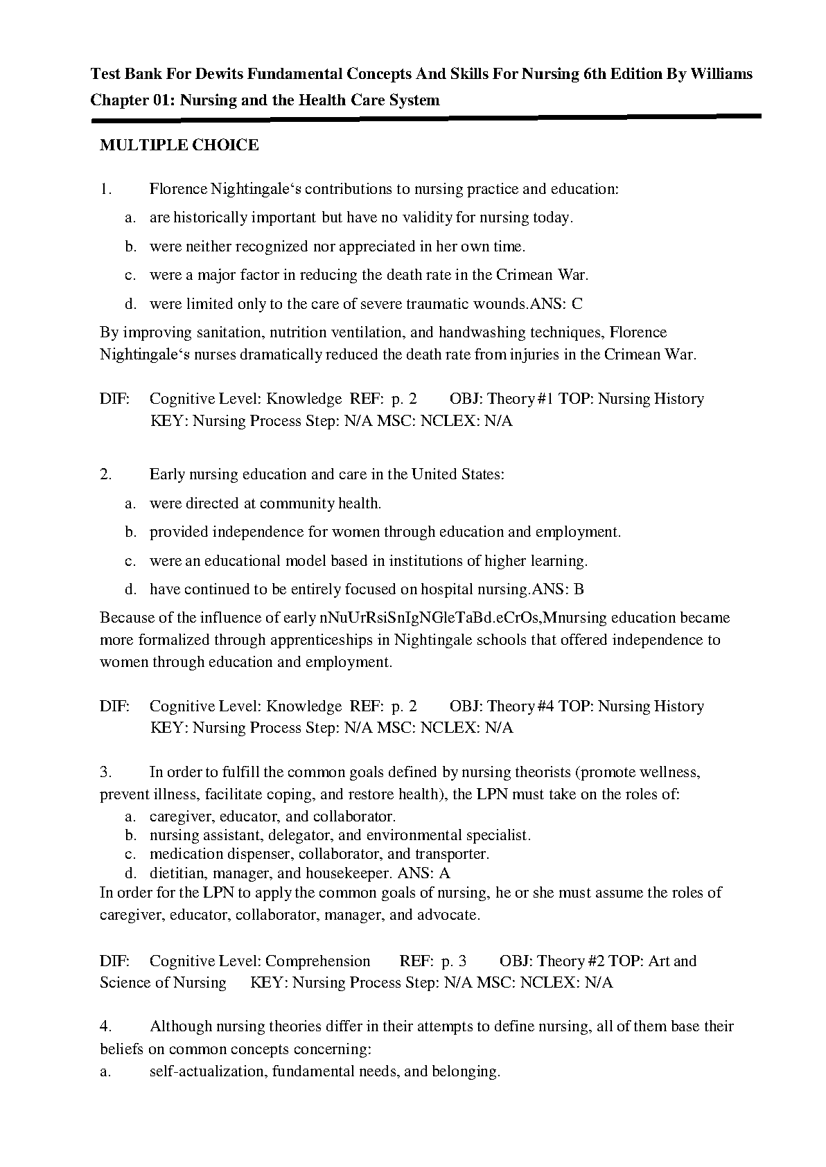 Nursing Fundamentals Test Bank 2027 | Williams 6e Questions