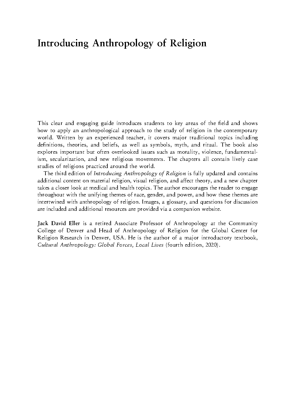 Anthropology of Religion Test Bank Eller 3rd Ed Solutions