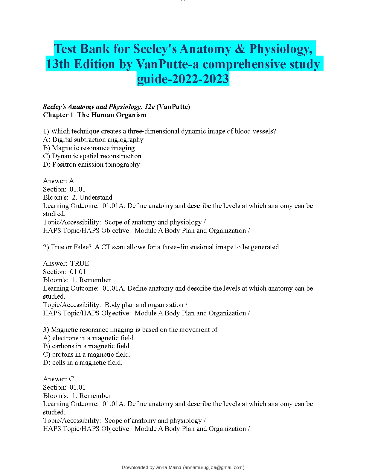 Seeley's A&P 13e Test Bank 2026/27 IMG-1