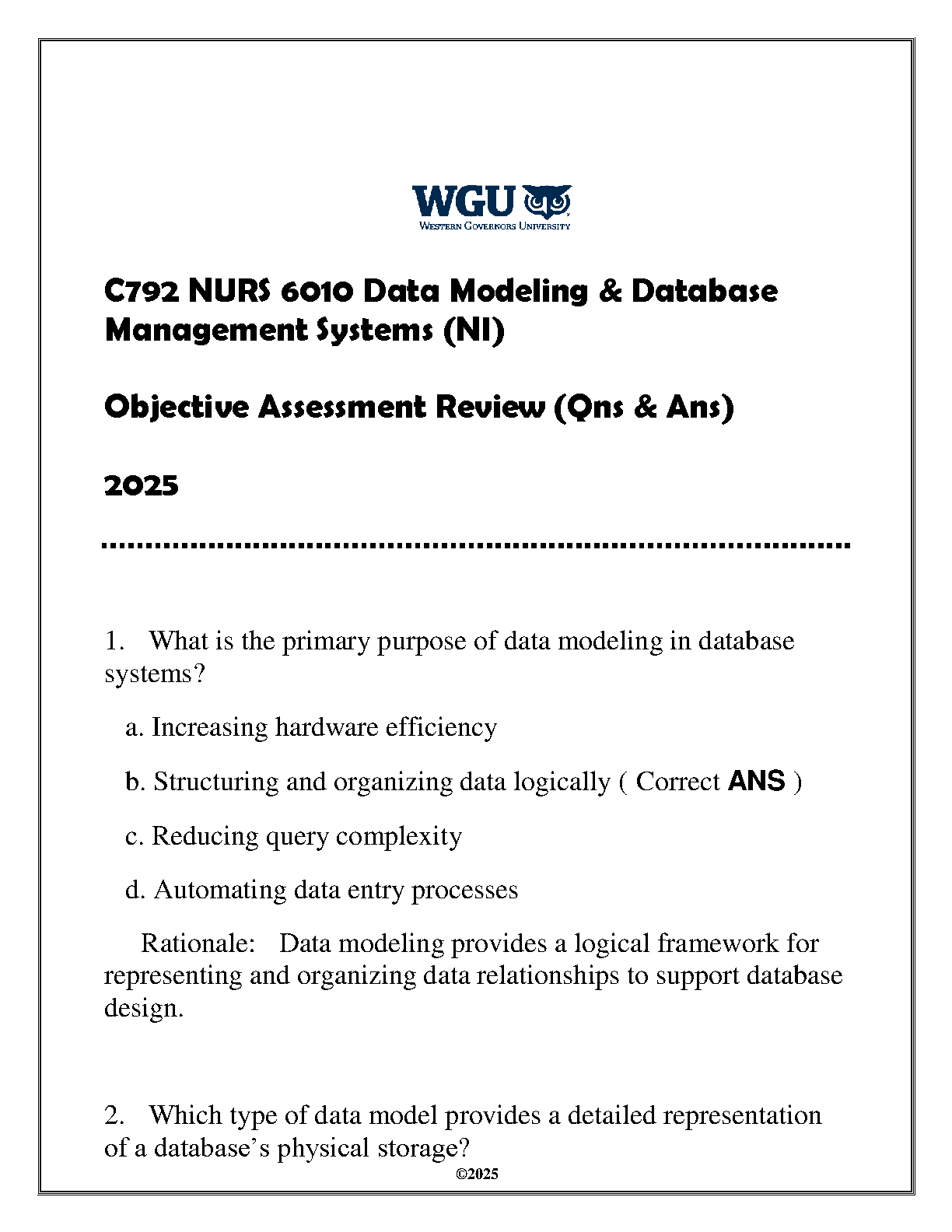NURS 6010 DBMS Exam Prep WGU 2025 IMG-1