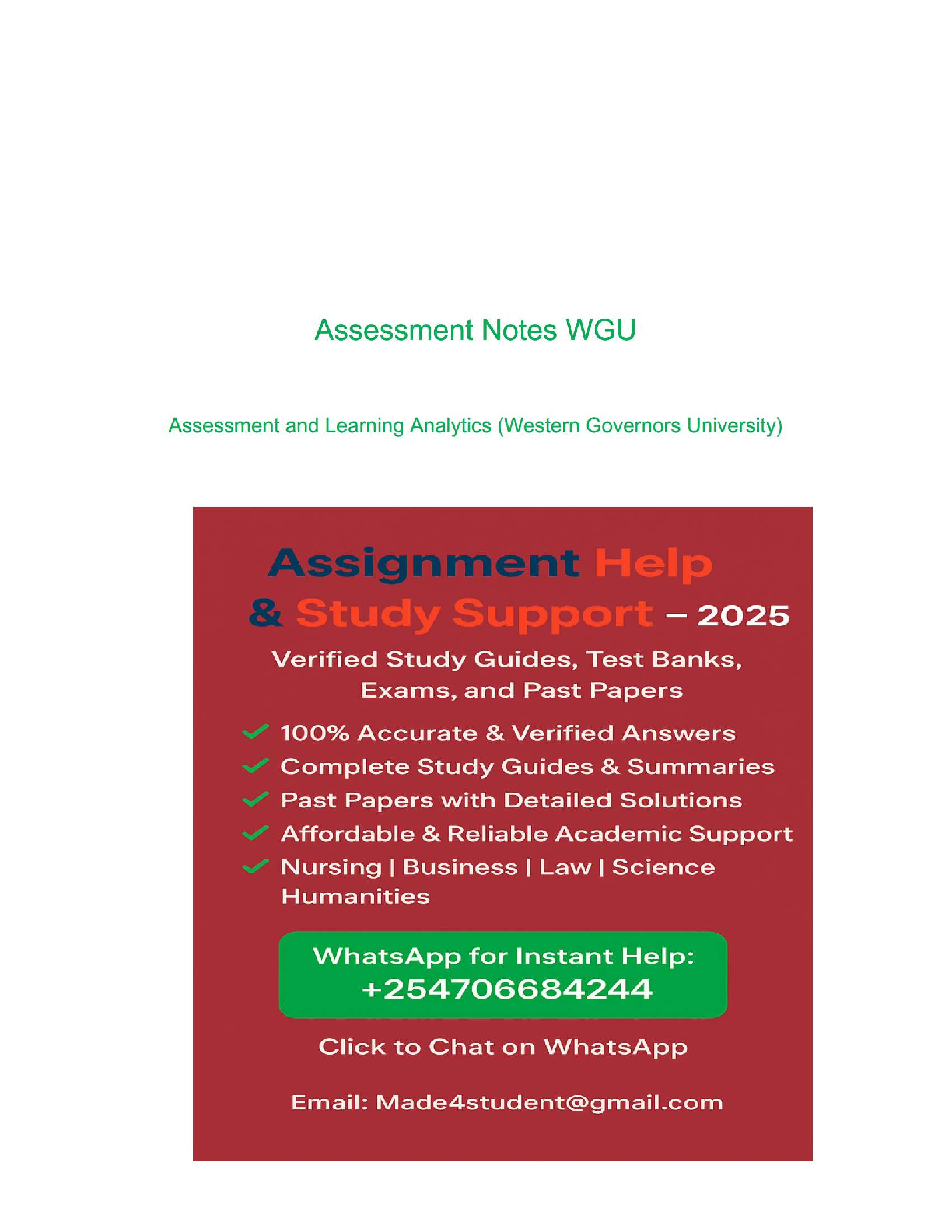 WGU Assessment & Learning Analytics Test Bank 2025 IMG-1