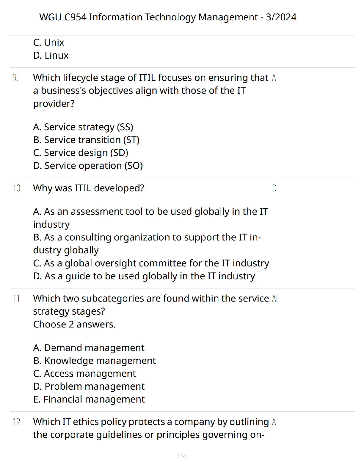WGU C954 IT Management Test Bank 2024 | Verified Q&A Guide IMG-3