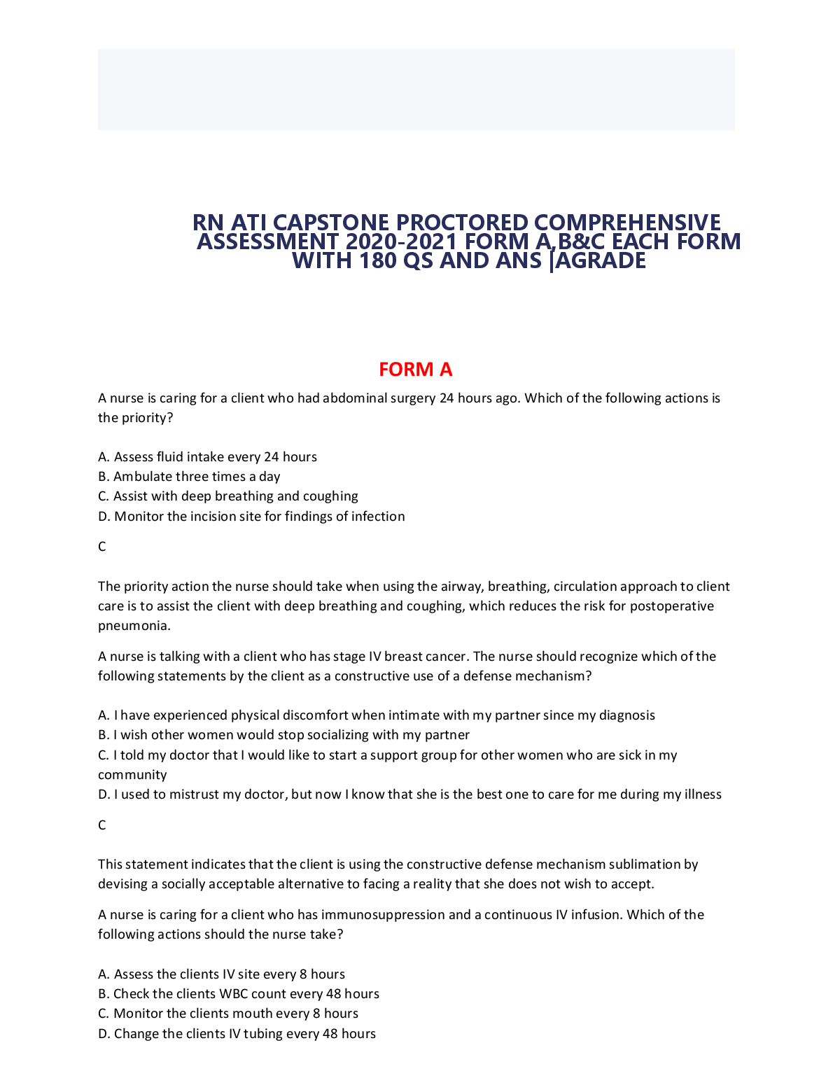 ATI RN Capstone Exam Prep 2026/27: 180 Qs & Answers