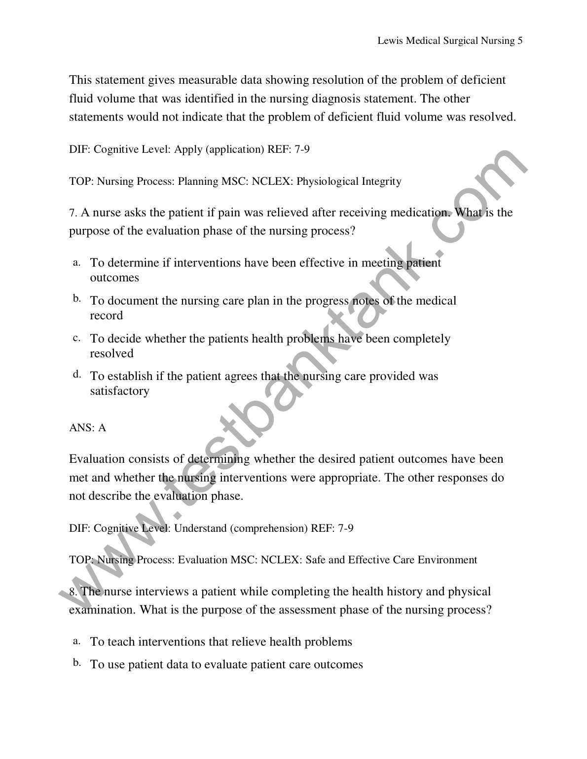 Lewis Med-Surg Nursing Test Bank 2026/27