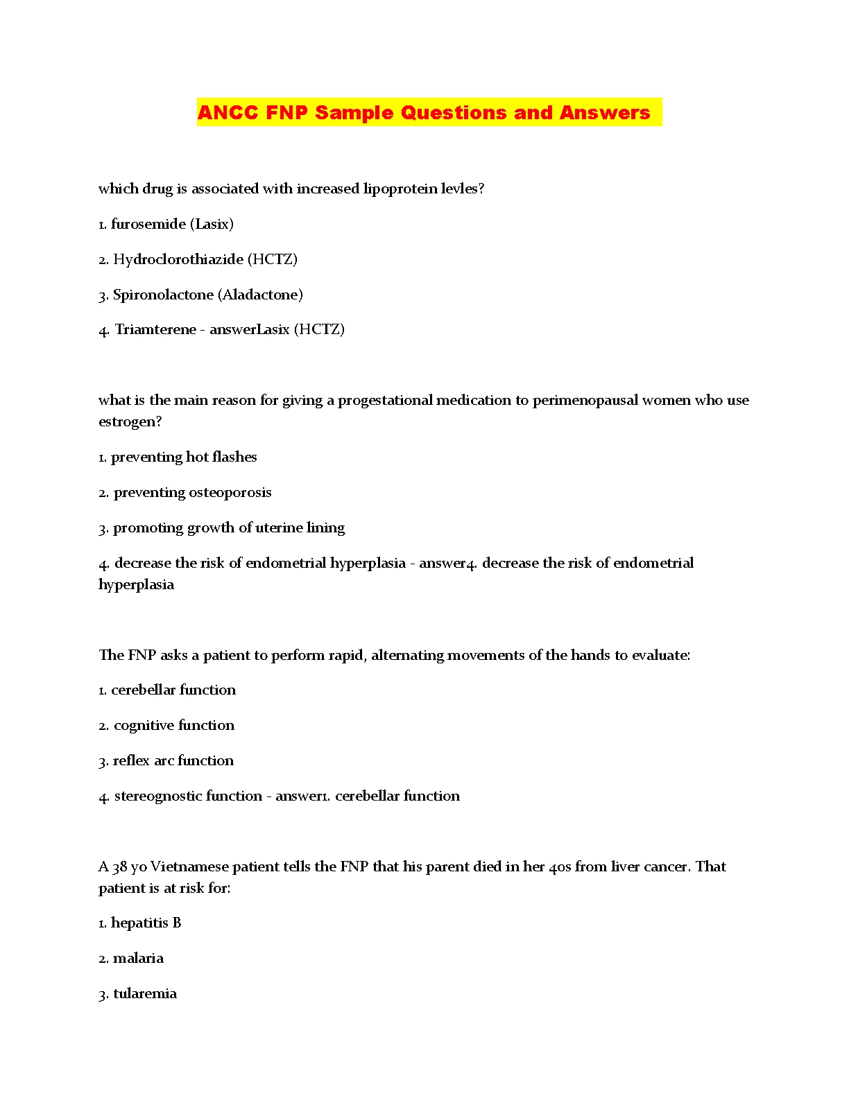ANCC FNP Sample Questions 2026/2027 Prep Guide