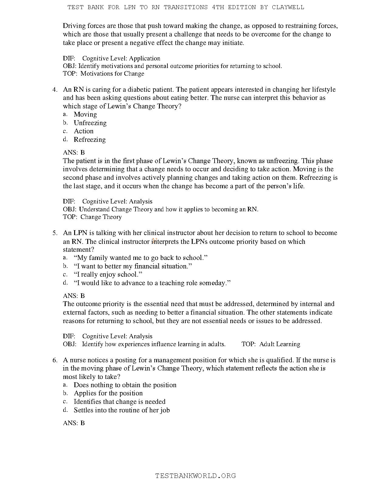 LPN to RN Transitions, 4th Edition TEST BANK IMG-3
