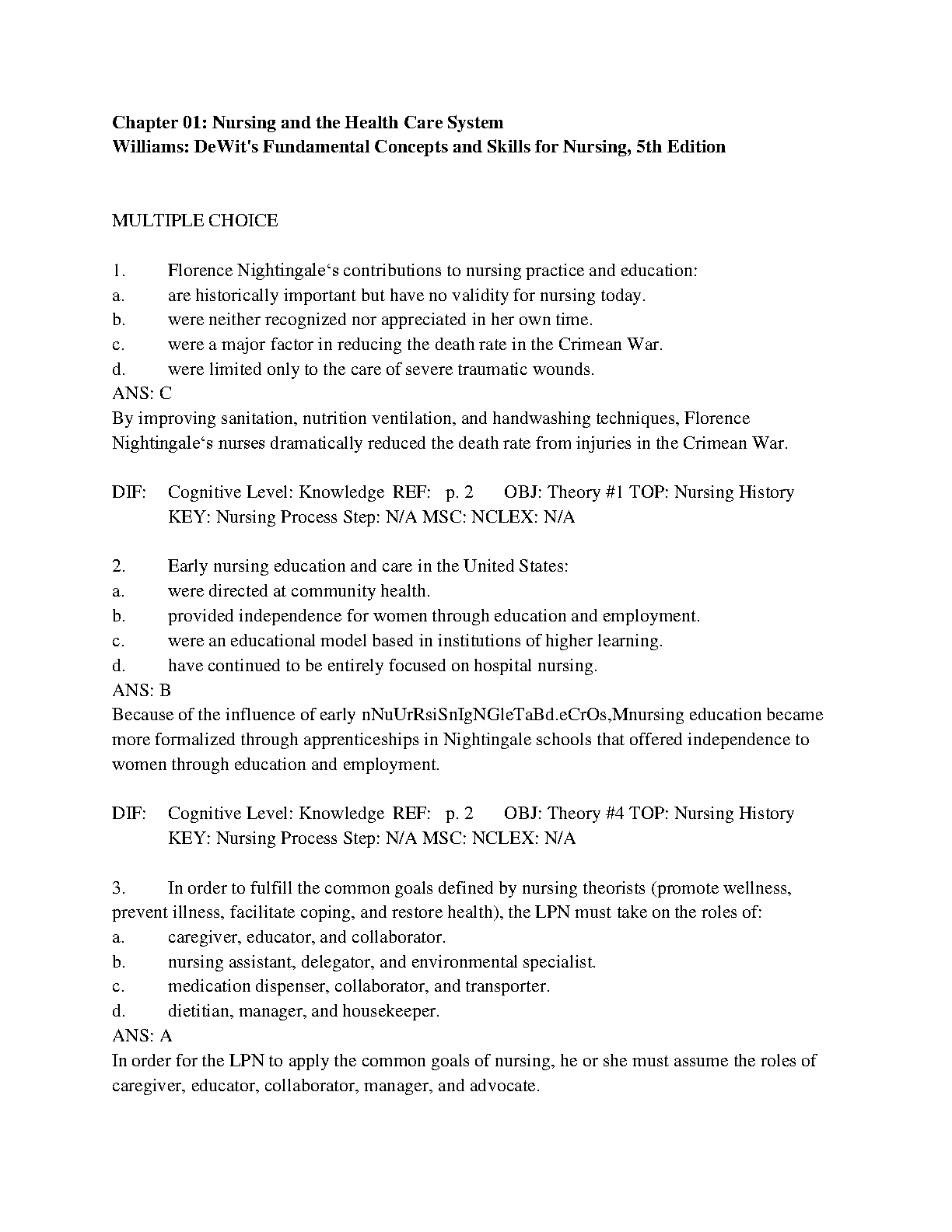 Nursing Fundamentals Test Bank 2026/27