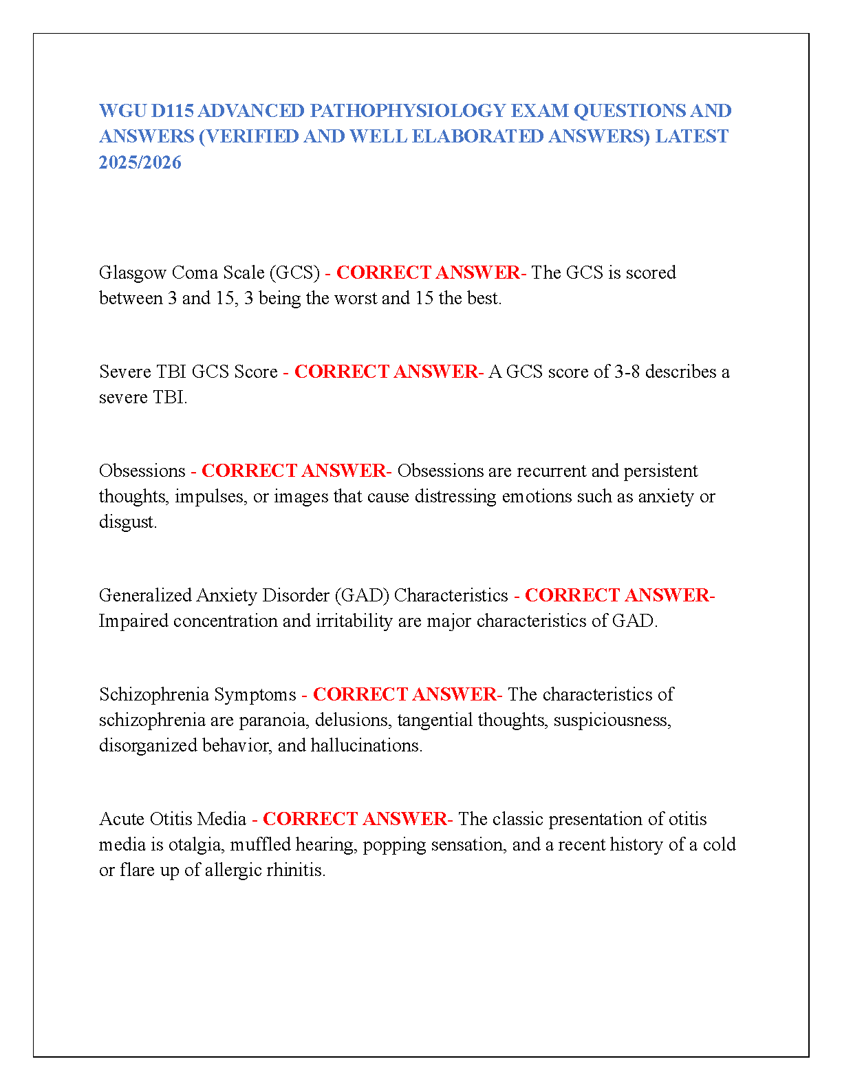 WGU D115 Advanced Pathophysiology Exam Qs & As 2025 IMG-1