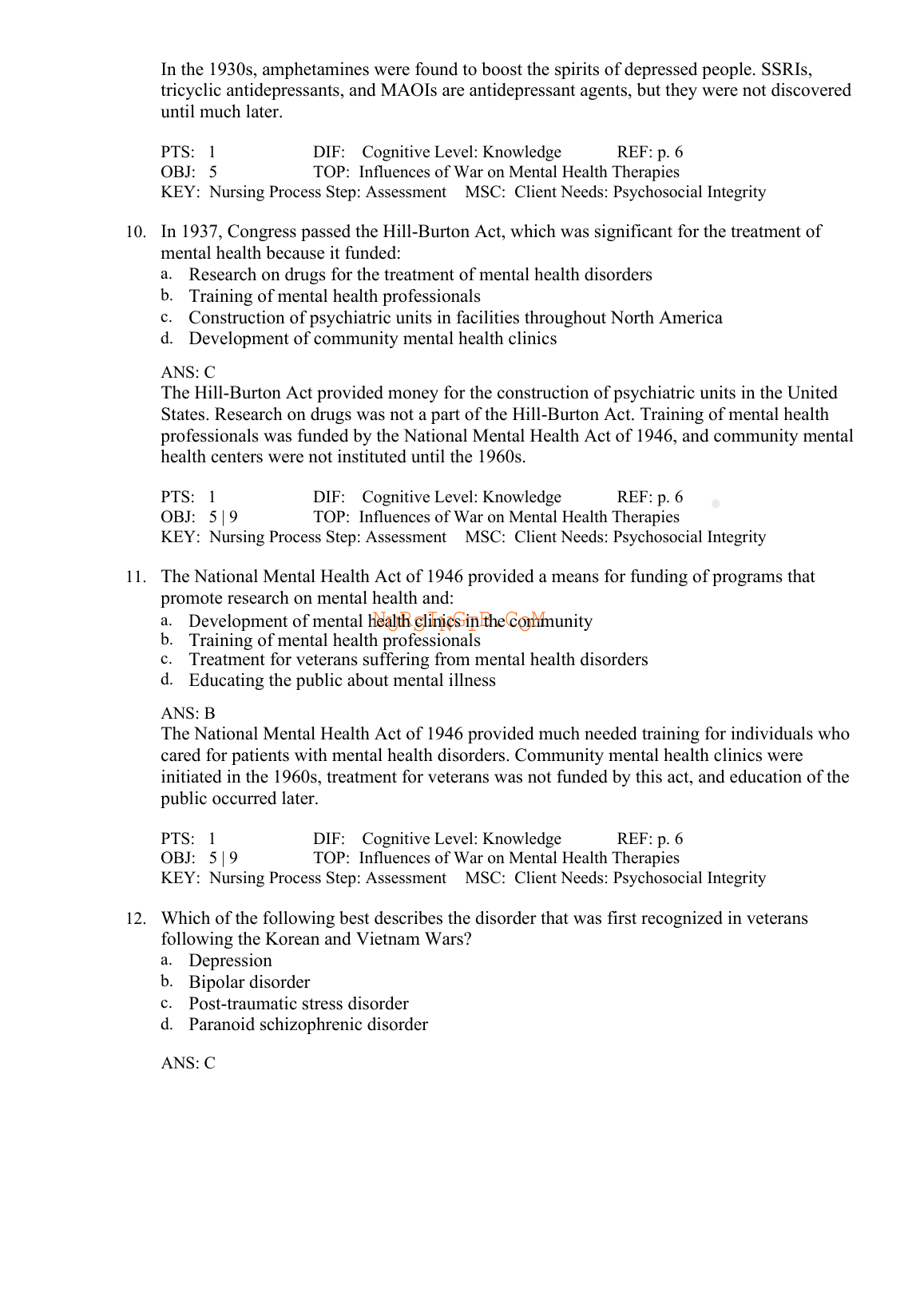 Mental Health Nursing Test Bank 2026/27: Foundations 8e