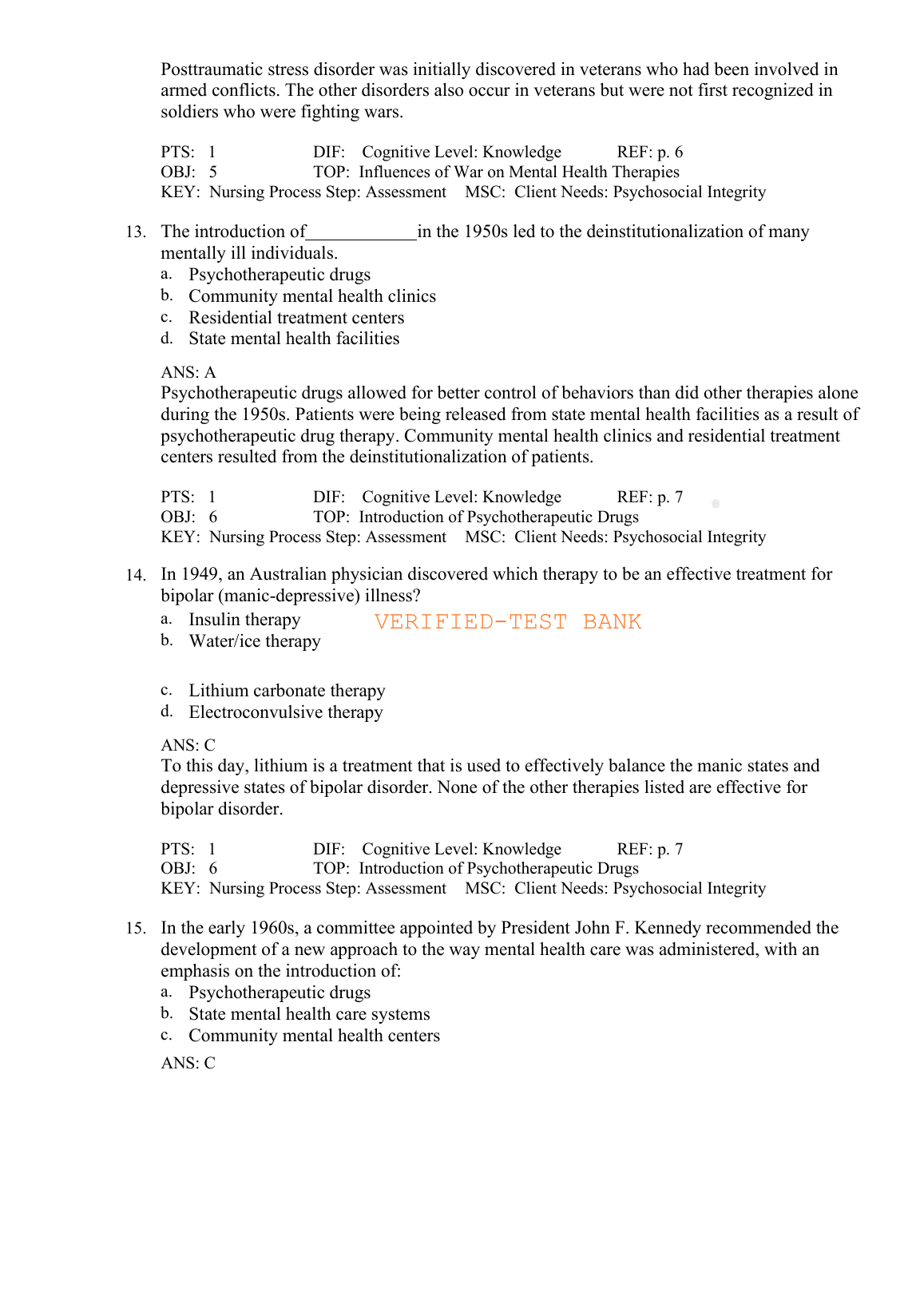 Mental Health Nursing Test Bank 2026/27: Foundations 8e IMG-3