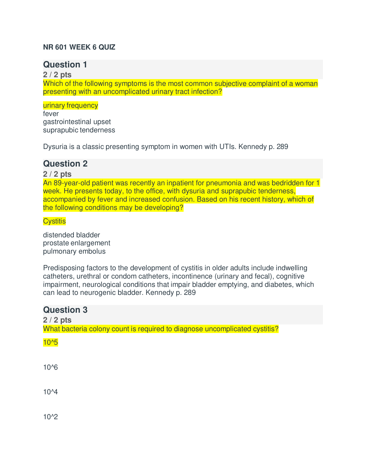 NR 601 Week 6 UTI Quiz Practice Questions and Answers IMG-1