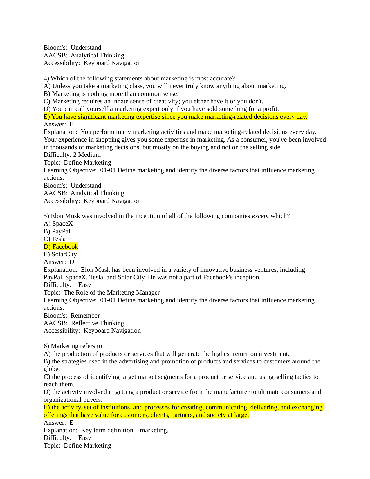 Marketing 8th Edition TEST BANK