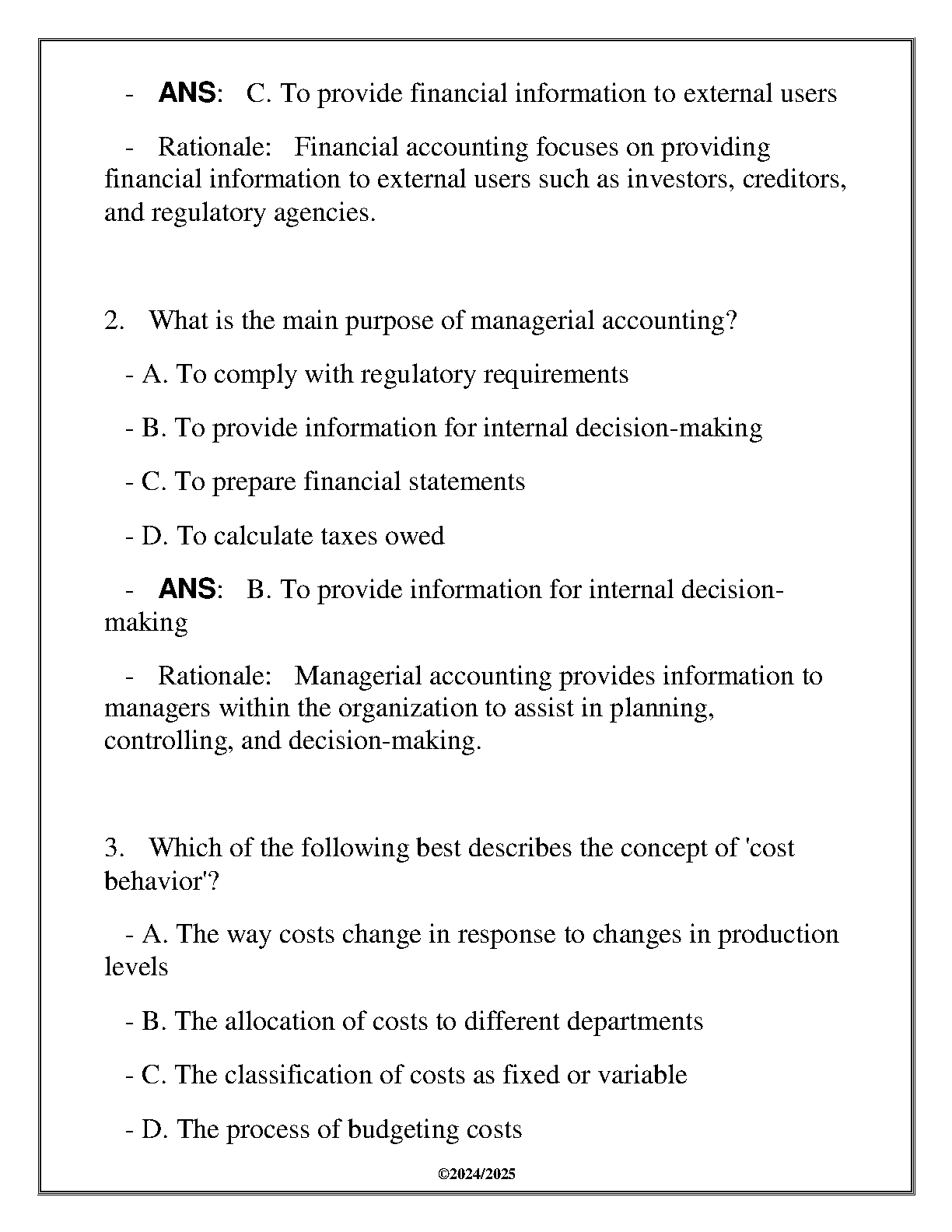 WGU D196 Accounting Final Assessment Questions Answers 2025