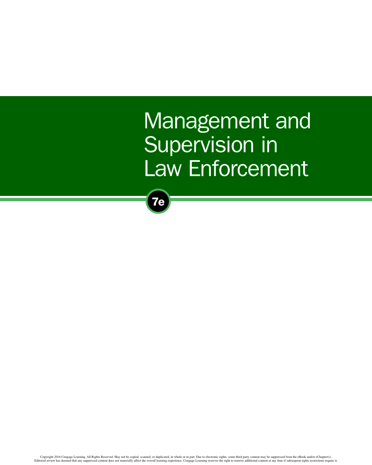 Management and Supervision in Law Enforcement, 7th  Edition
