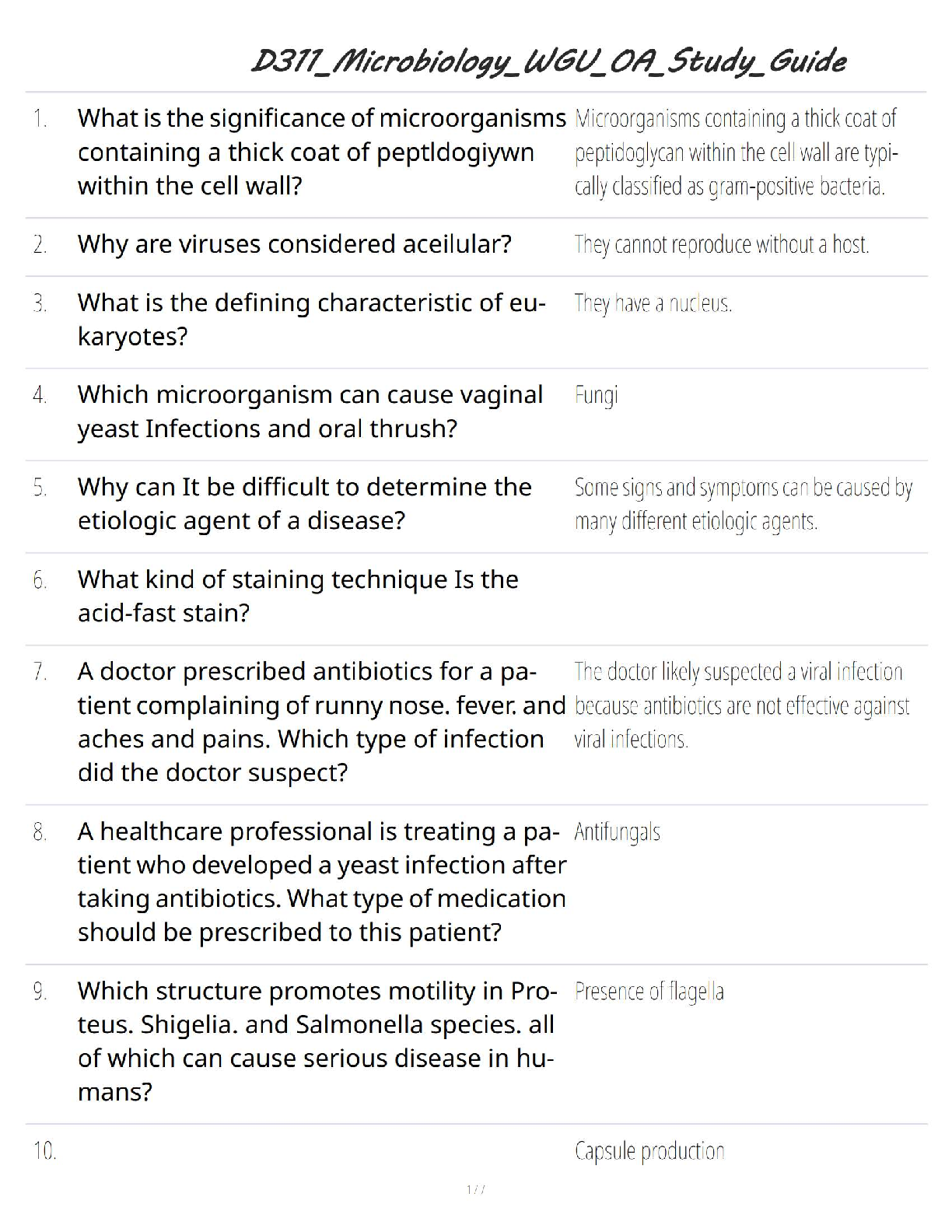WGU D311 Microbiology OA Study Guide 2024-2025 IMG-1