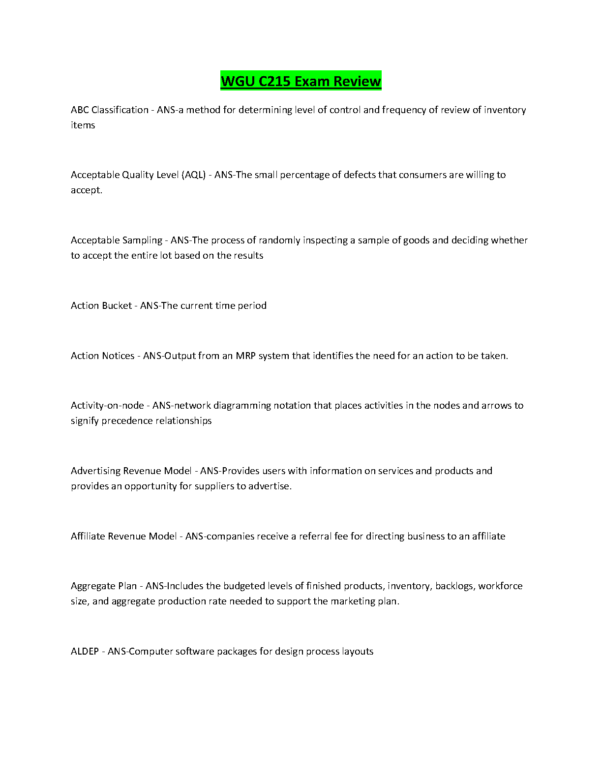 WGU C215 Exam Review 2024/2025 Study Guide