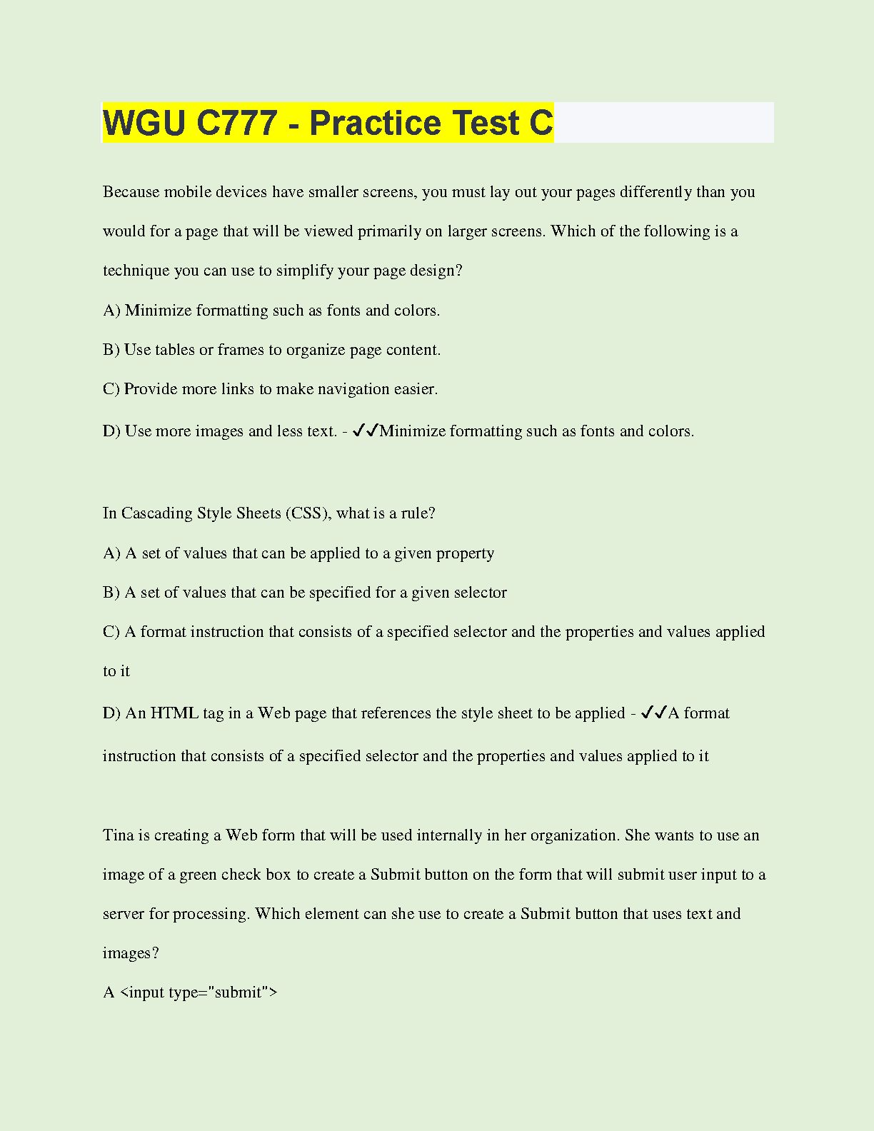 WGU C777 Practice Test & Study Guide 2024-2025