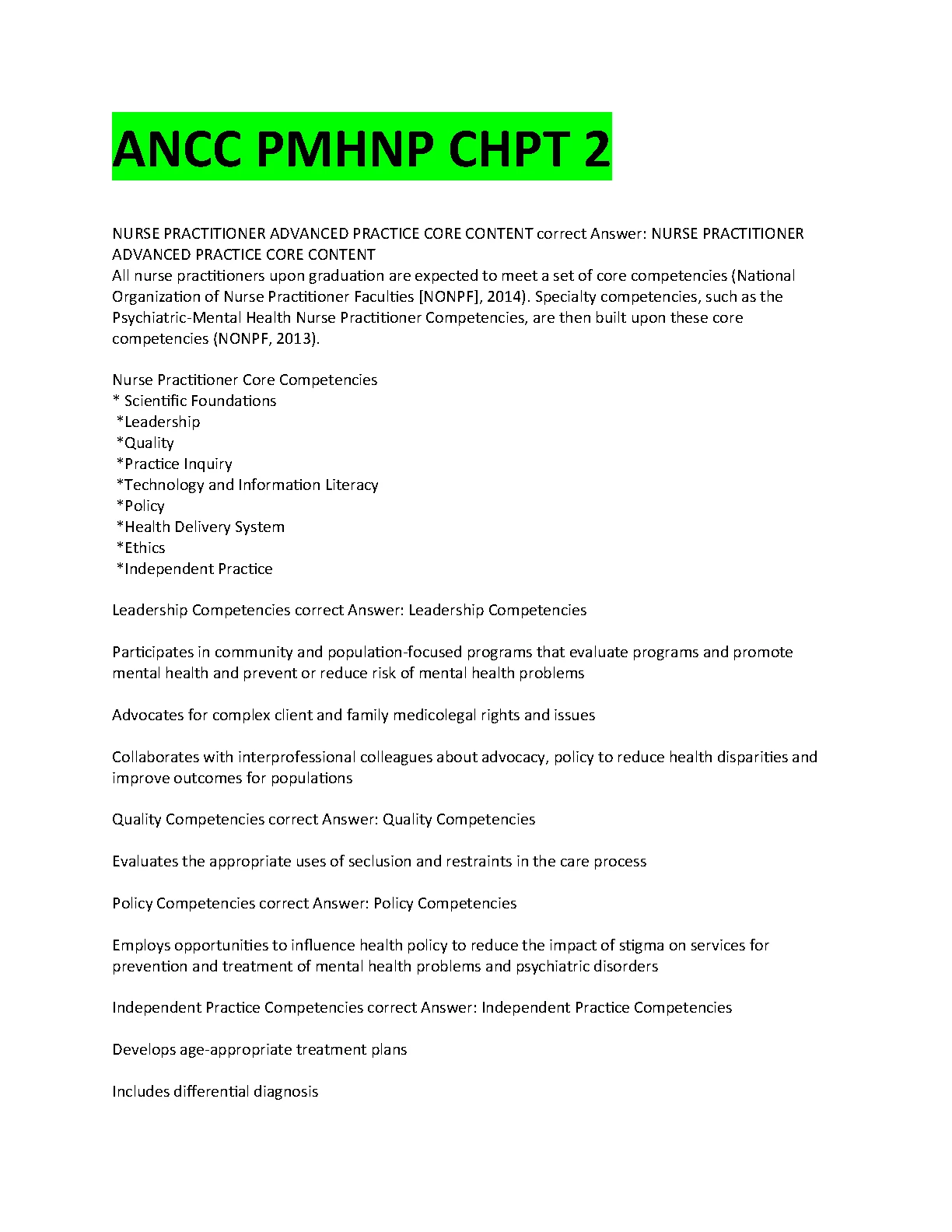 PMHNP ANCC Chpt 2 Study Guide 2026/27 IMG-1