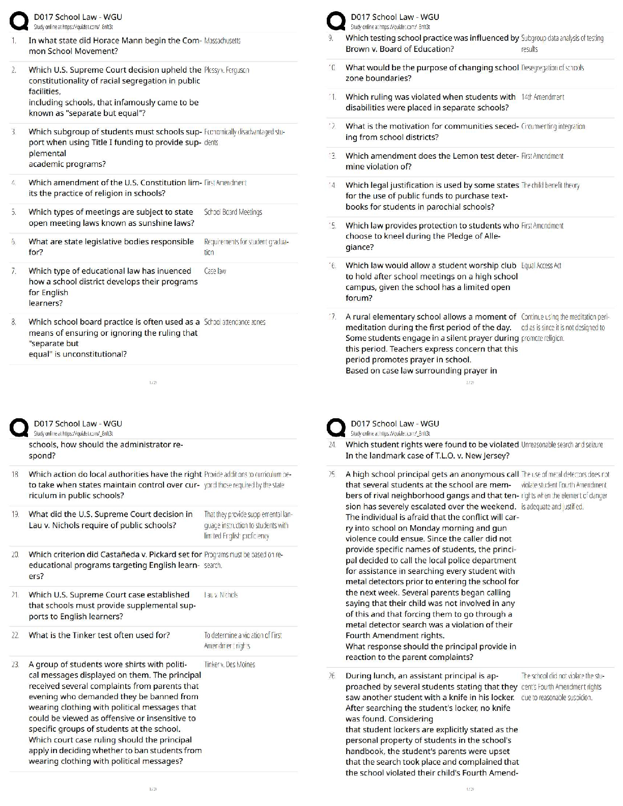 WGU D017 School Law Test Bank and Exam Prep Guide IMG-1