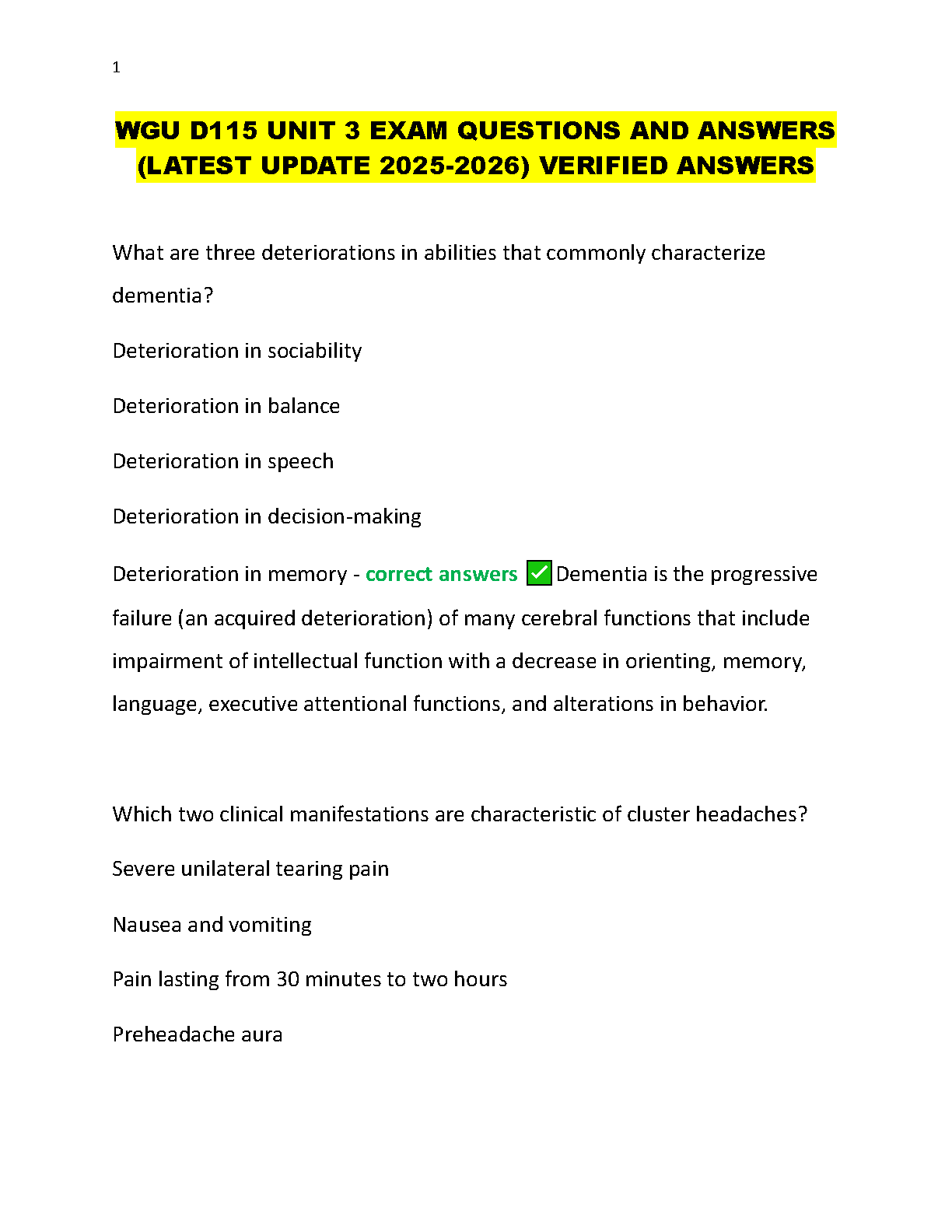 WGU D115 Unit 3 Test Bank 2025 Verified Answers IMG-1