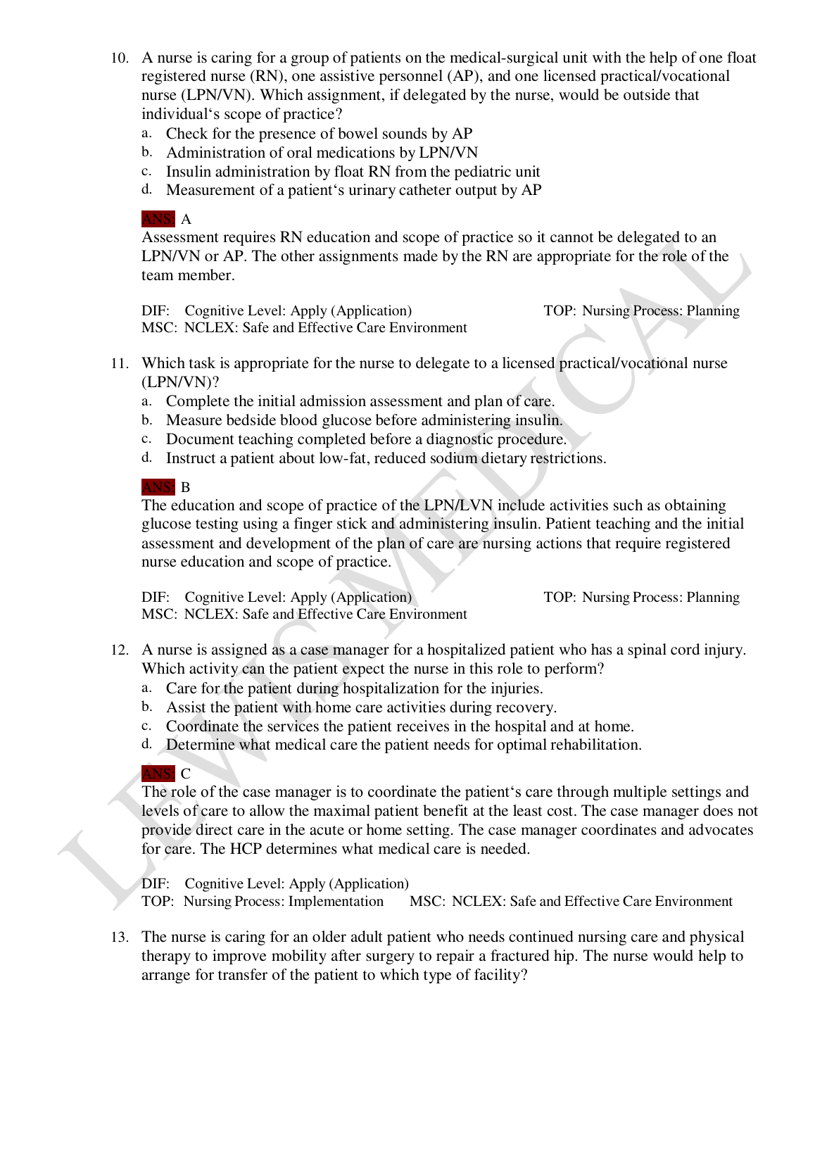 Lewis Med Surg Nursing 12e Test Bank 2026-2027