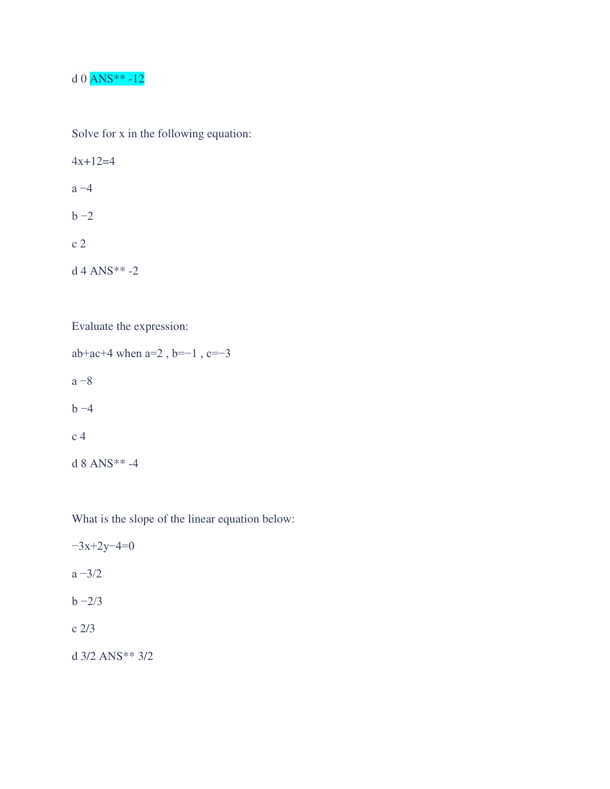 WGU C955 Module 3 Basic Algebra Q&A | Full Solutions