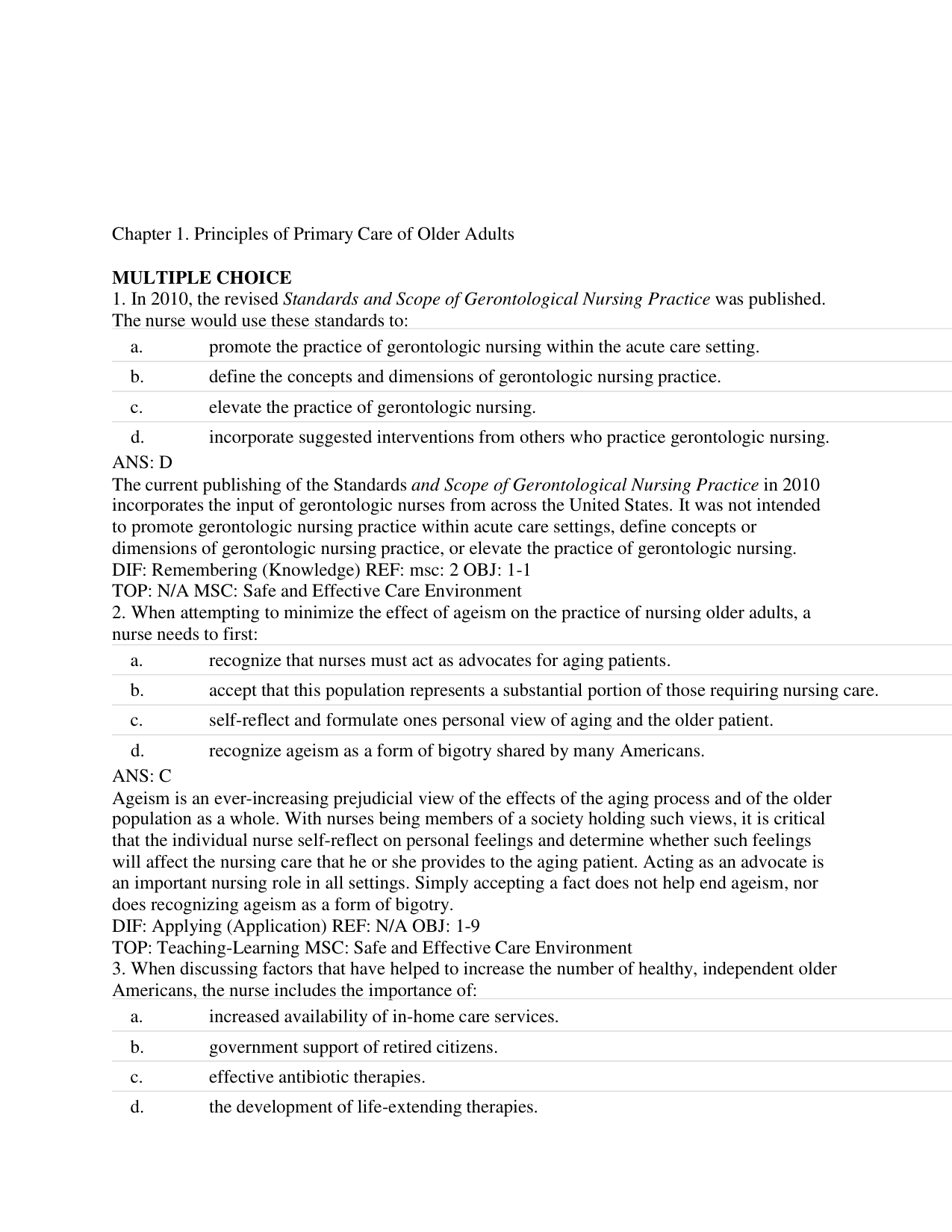 Ham's Primary Care Geriatrics 7th Edition TEST BANK