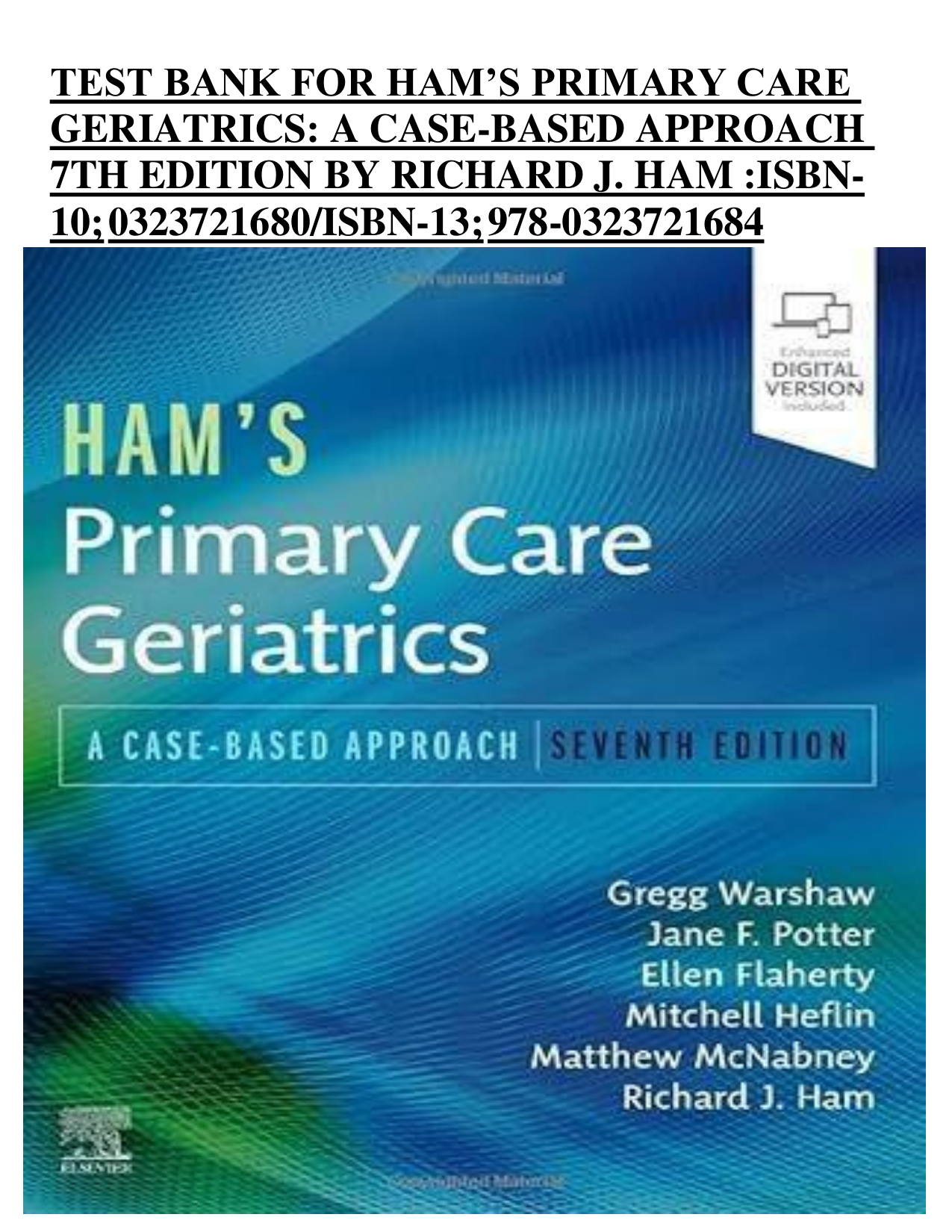 Ham's Primary Care Geriatrics 7th Edition TEST BANK