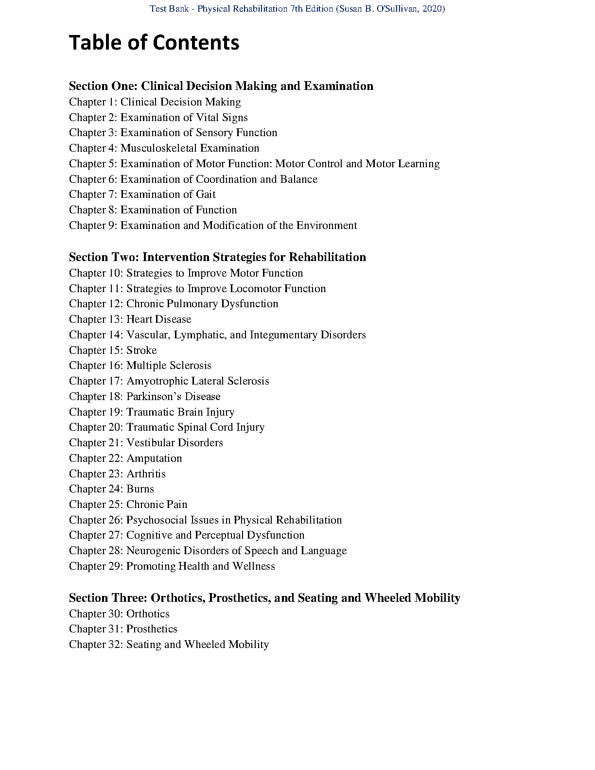 Physical Rehab Test Bank 7th Ed Solution Manual