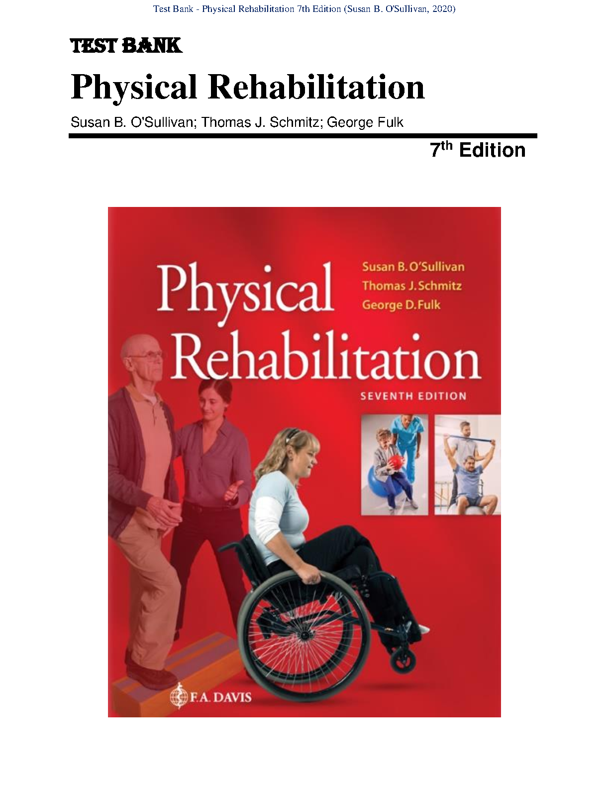 Physical Rehab Test Bank 7th Ed Solution Manual