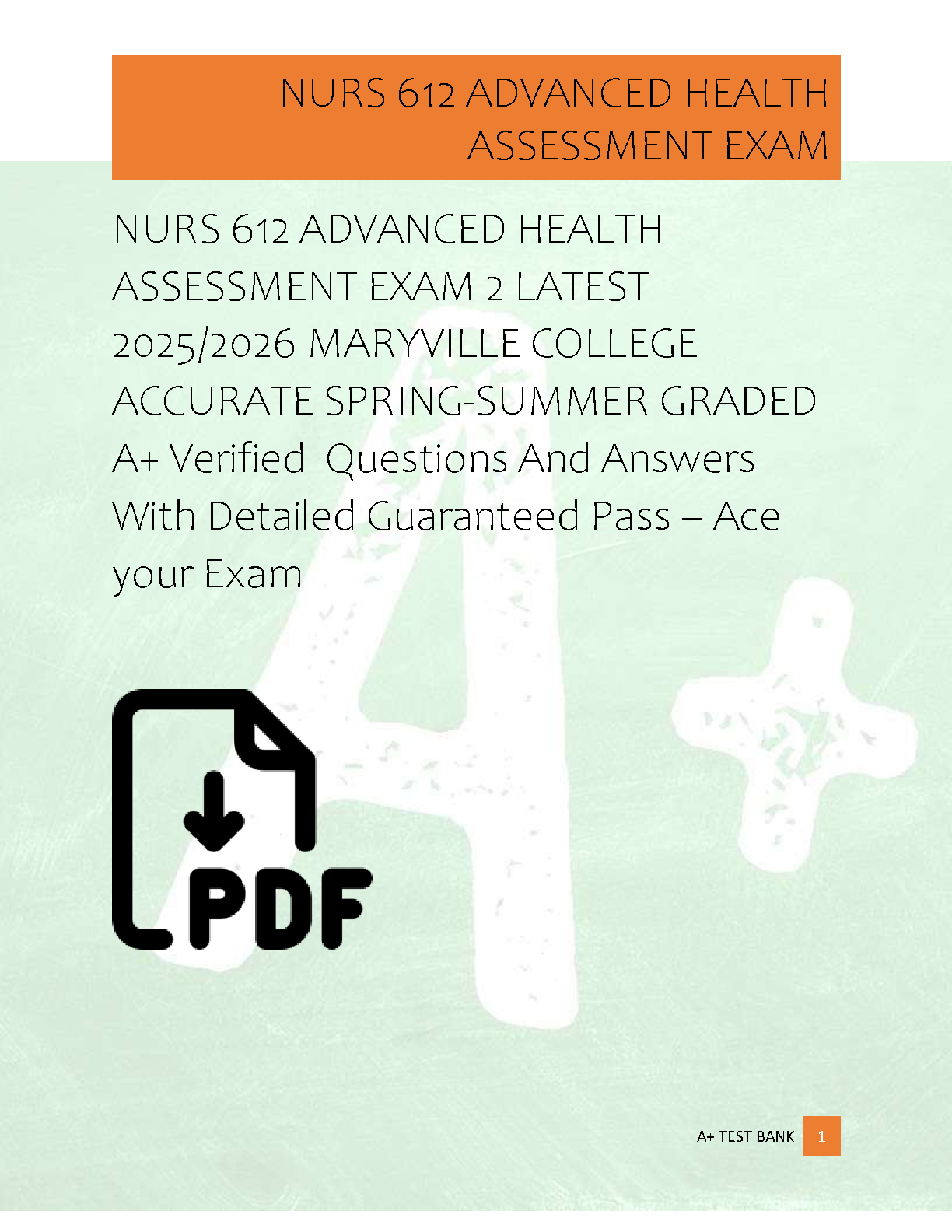 NURS 612 Adv Health Assess Test Bank 2026-27