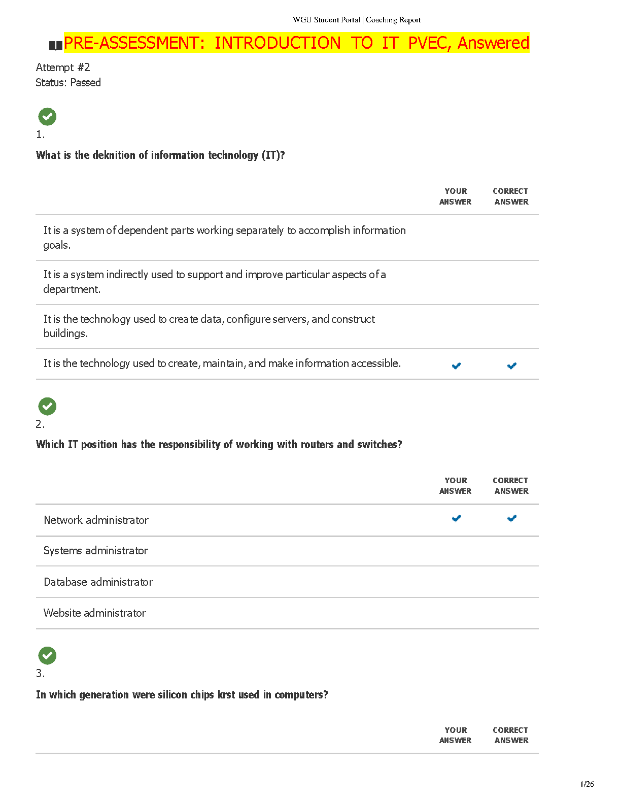 WGU C214 Intro to IT Pre-Assessment Q&A 2024-2025 IMG-1