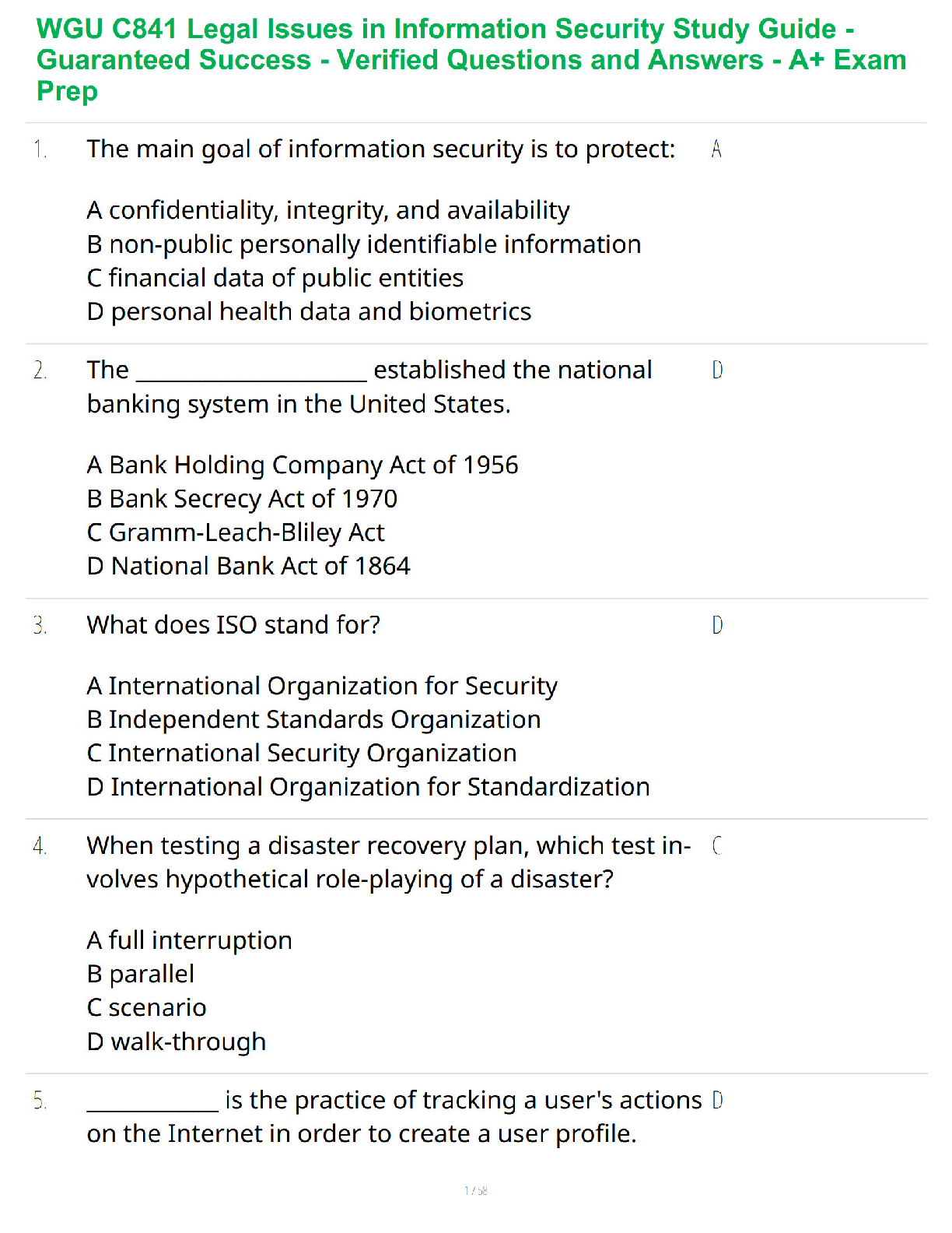 WGU C841 Legal InfoSec Study Guide 2026 Answers IMG-1