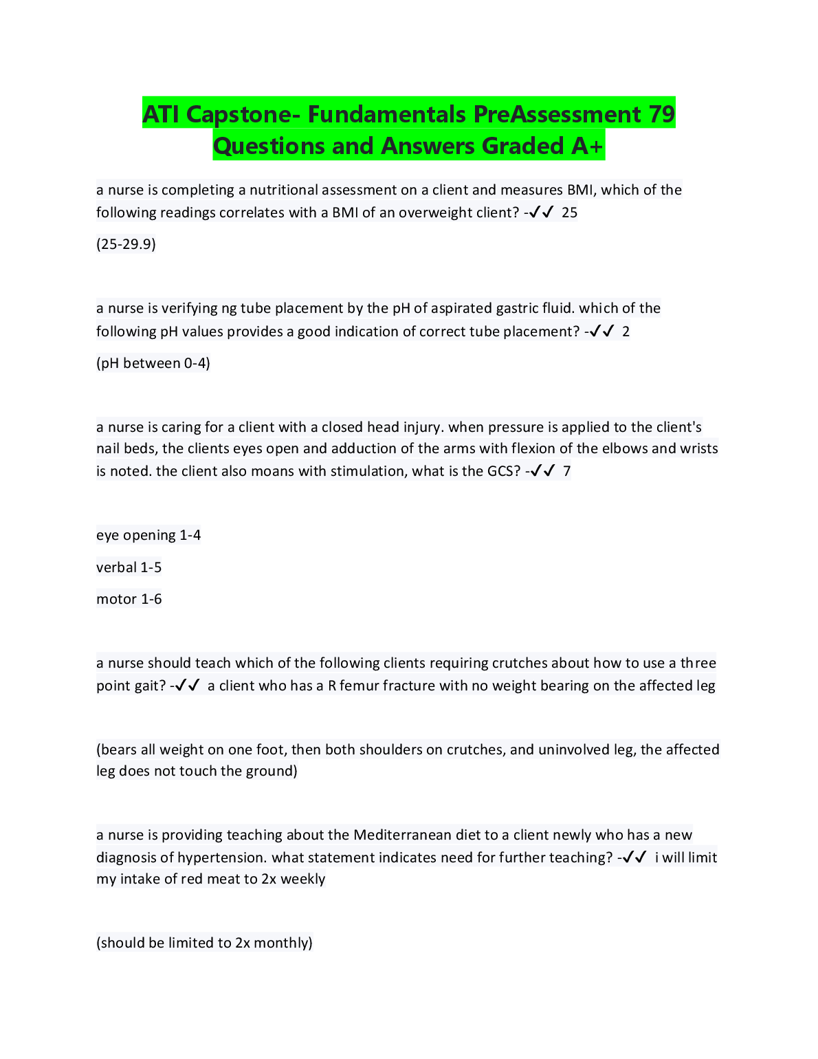 ATI Fundamentals NCLEX Questions 2026/27