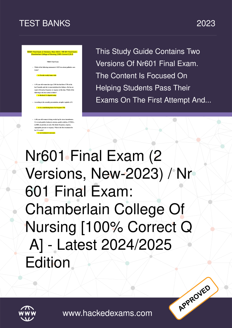 NR601 Final Exam Questions and Answers 2024-2025