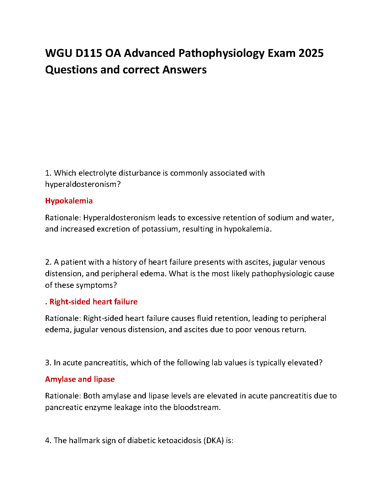 WGU D115 Advanced Pathophysiology Exam 2025 Q&A Guide