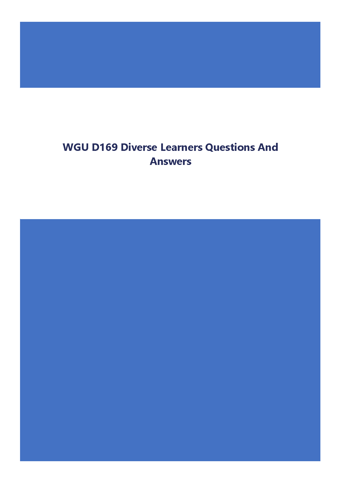 WGU D169 Diverse Learners Q&A: Exam Prep Guide 2024-2025