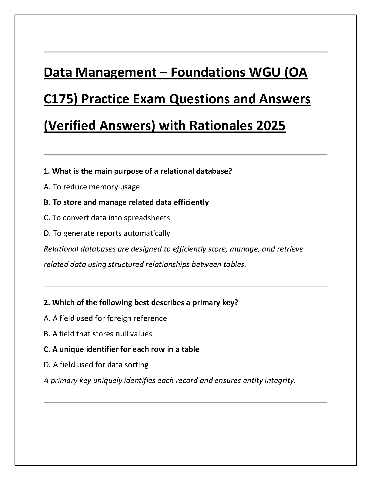 WGU C175 Data Mgmt Foundations Practice Exam 2025 IMG-1